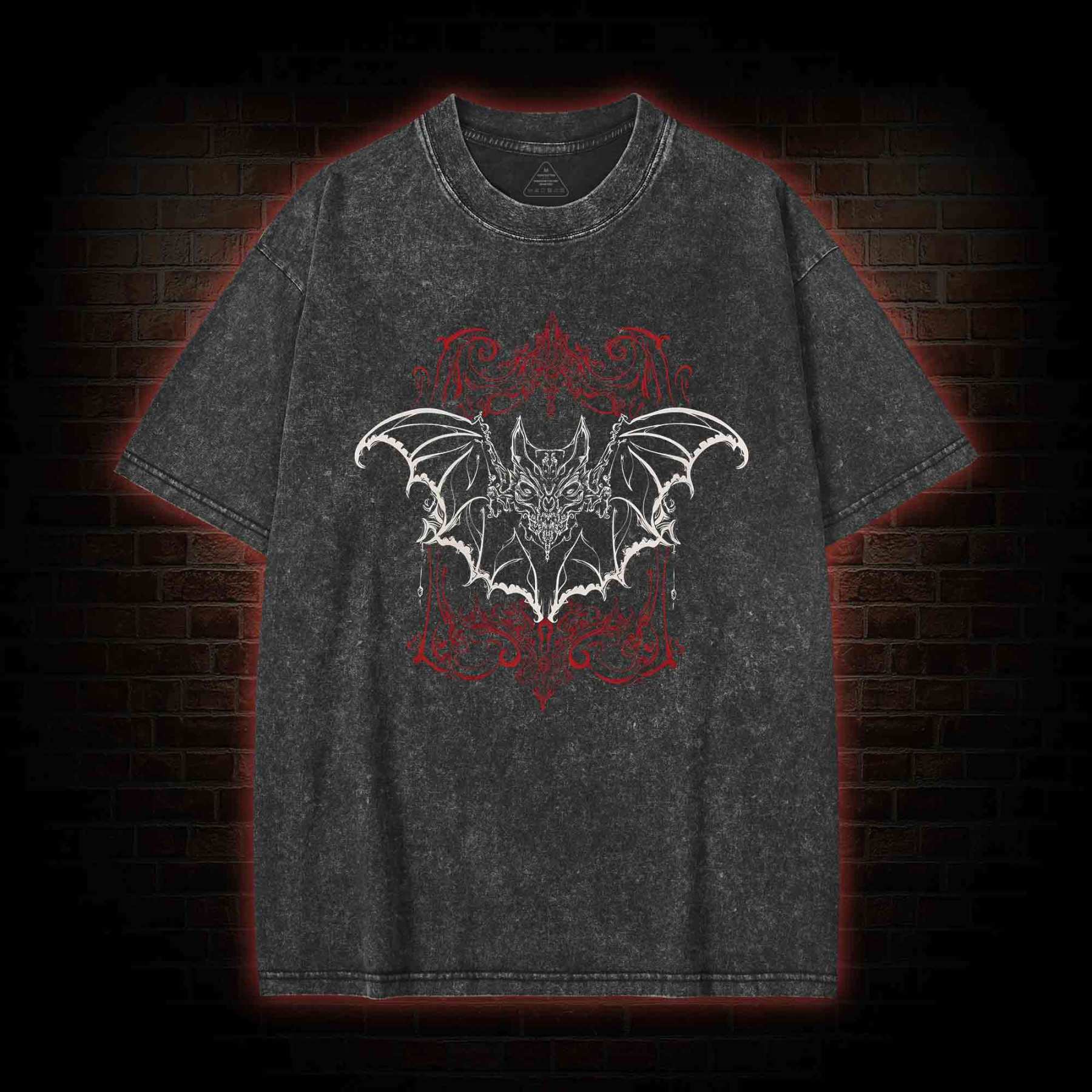 Spooky Vampire Bat Washed T-shirt