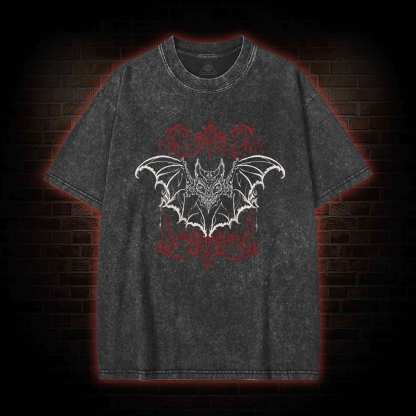 Spooky Vampire Bat Washed T-shirt