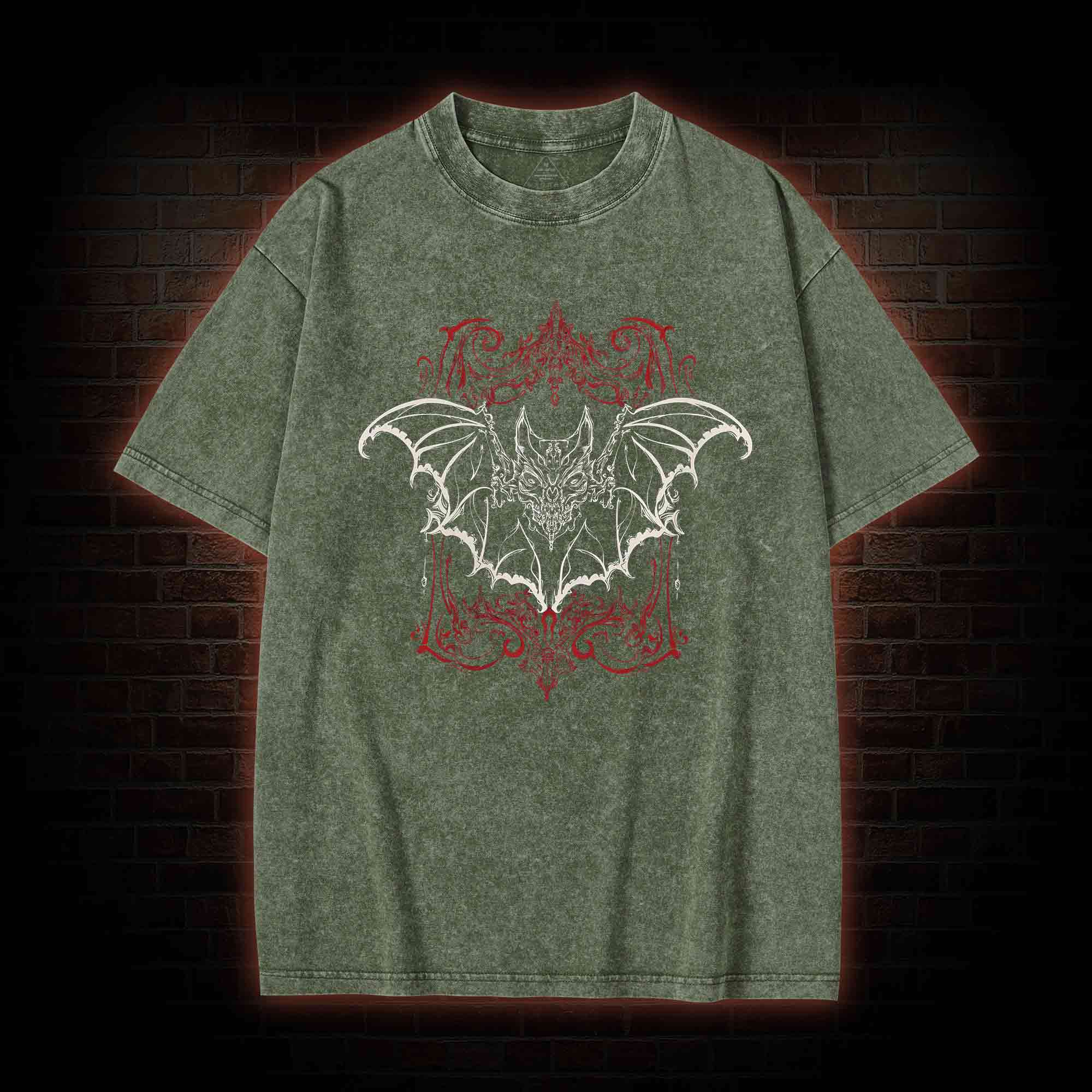 Spooky Vampire Bat Washed T-shirt