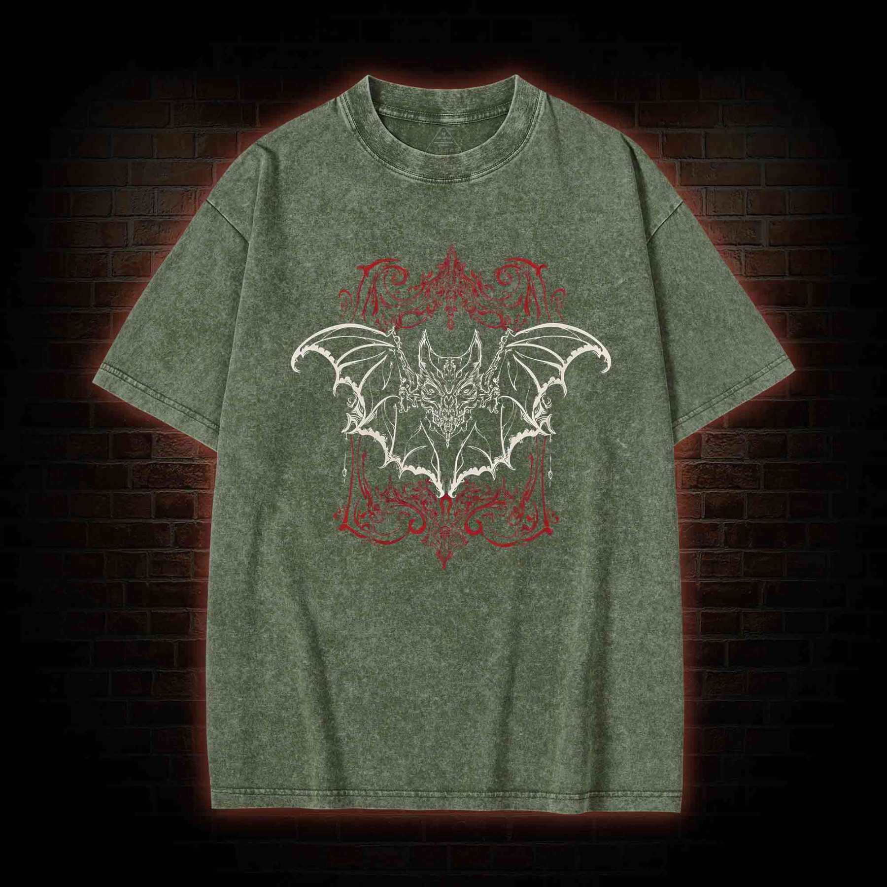 Spooky Vampire Bat Washed T-shirt