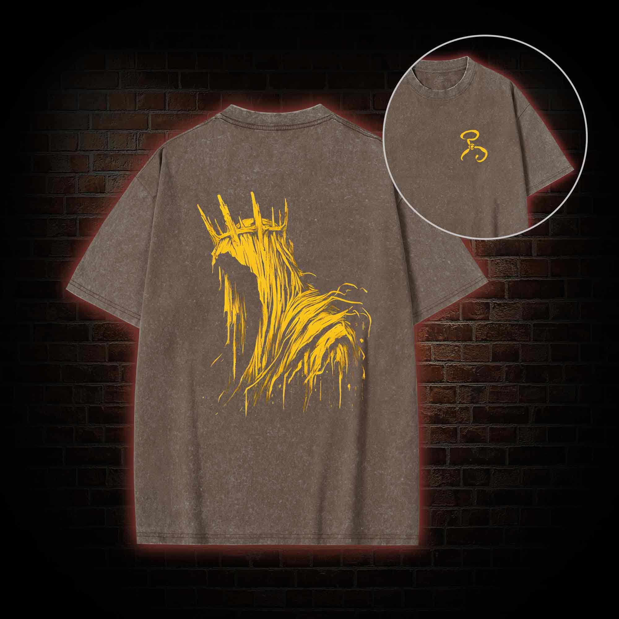 The King in Yellow Cthulhu Back Print Washed T-shirt