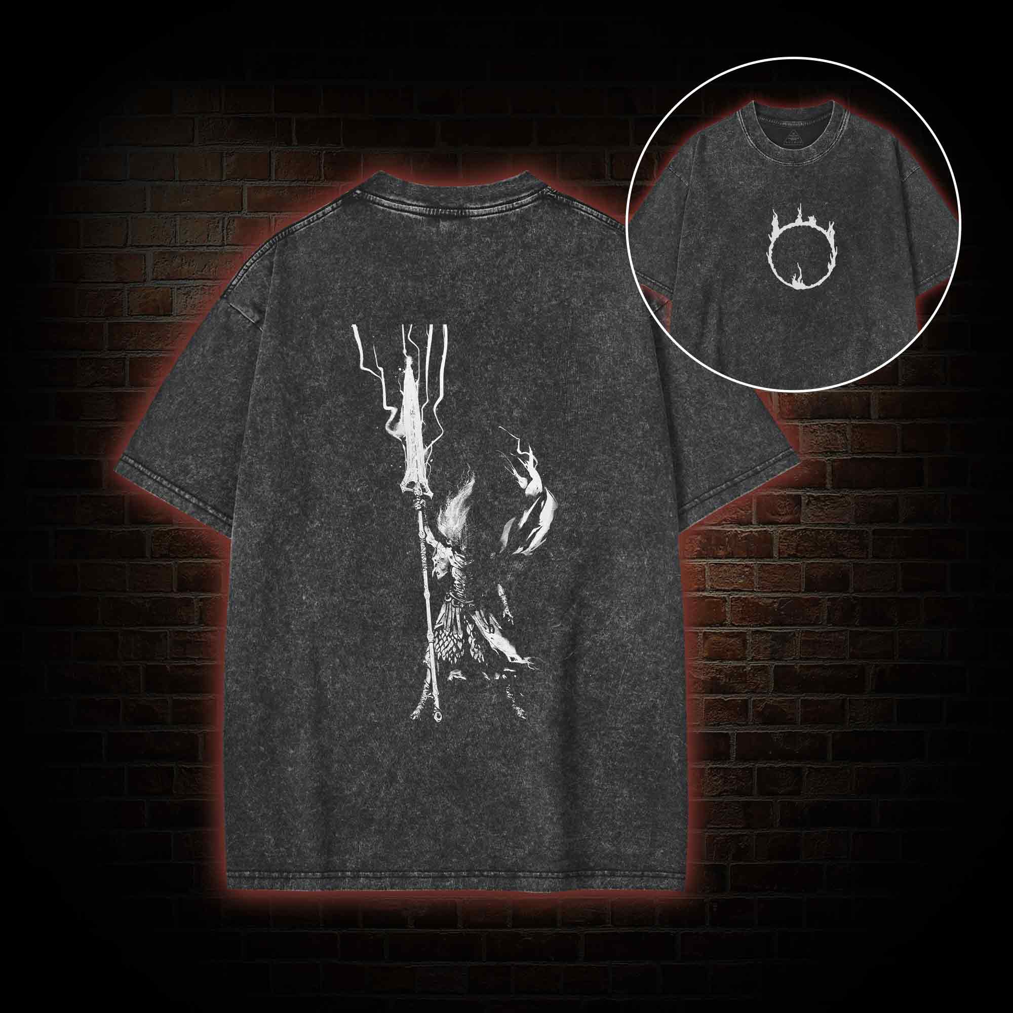 King of the Storm Back Print Washed T-shirt