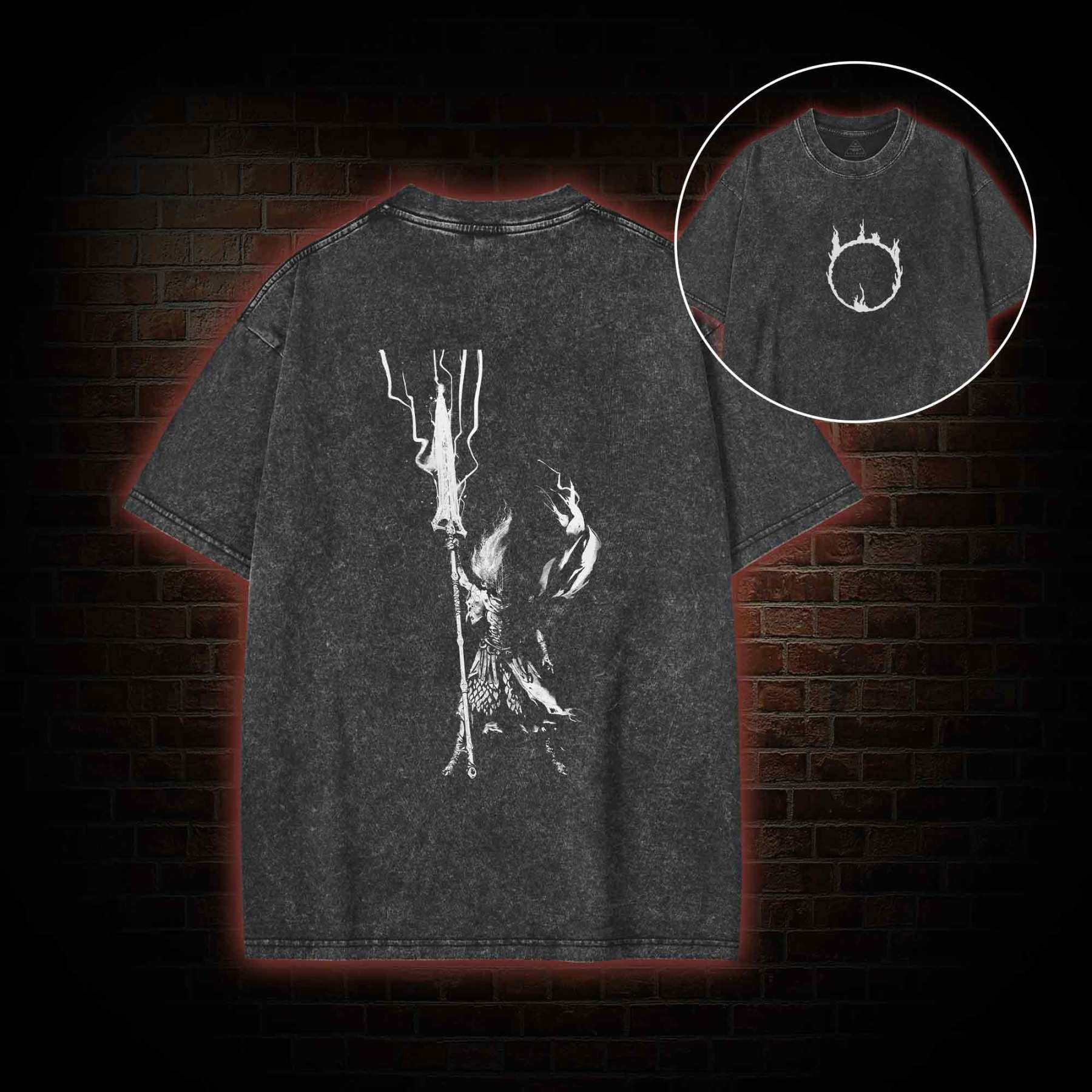 King of the Storm Back Print Washed T-shirt