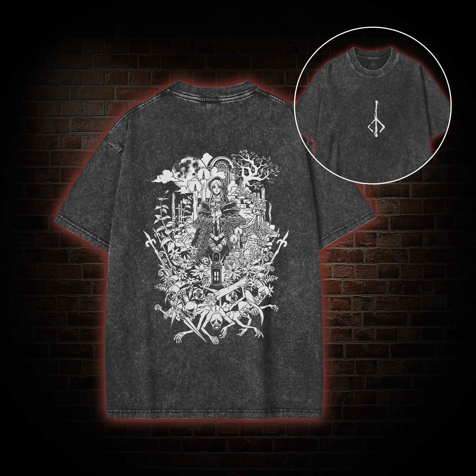 Hello Good Hunter Back Print Washed T-shirt