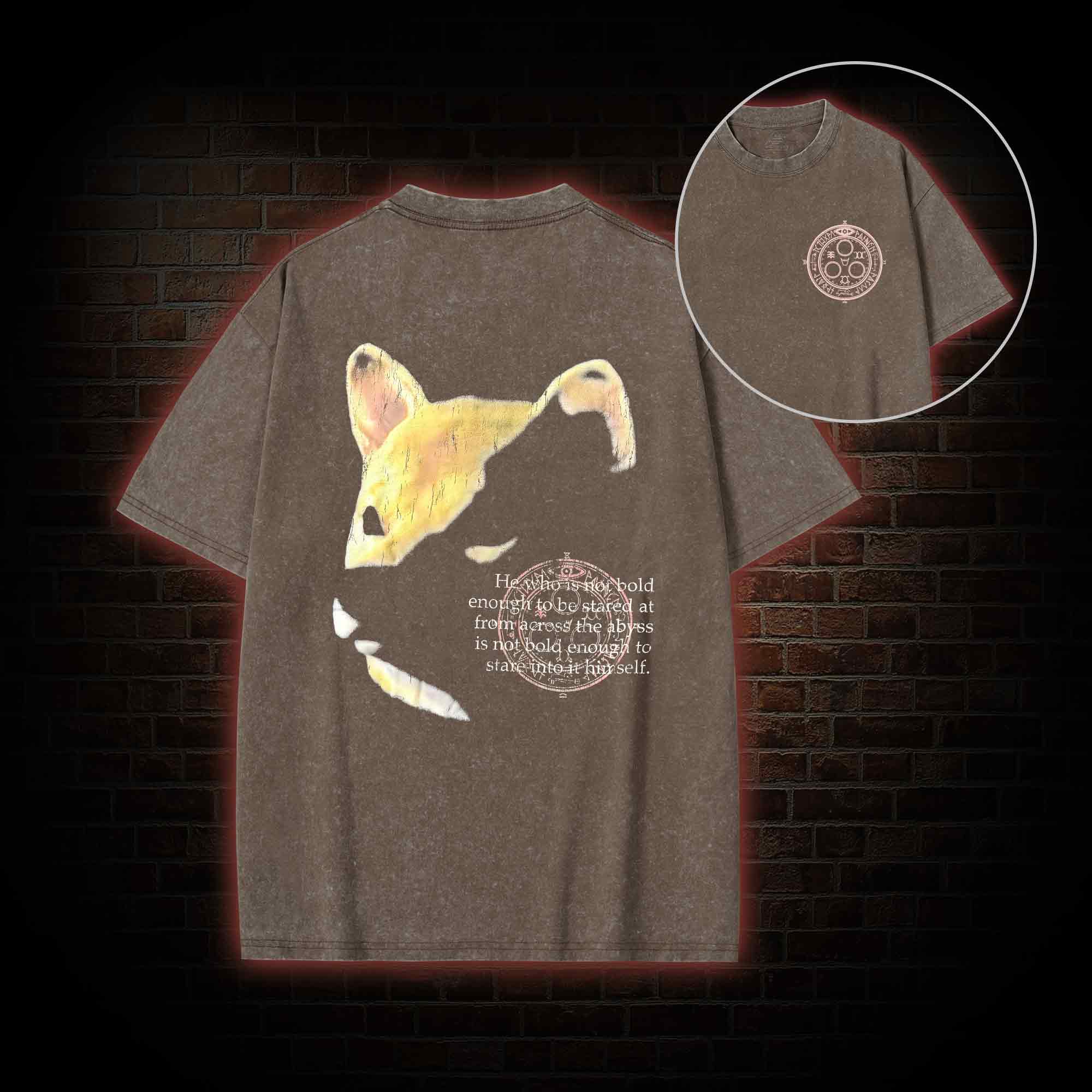 Shiba Back Print Washed T-shirt