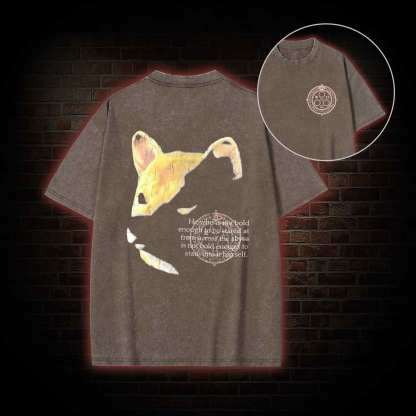 Shiba Back Print Washed T-shirt