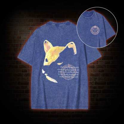 Shiba Back Print Washed T-shirt