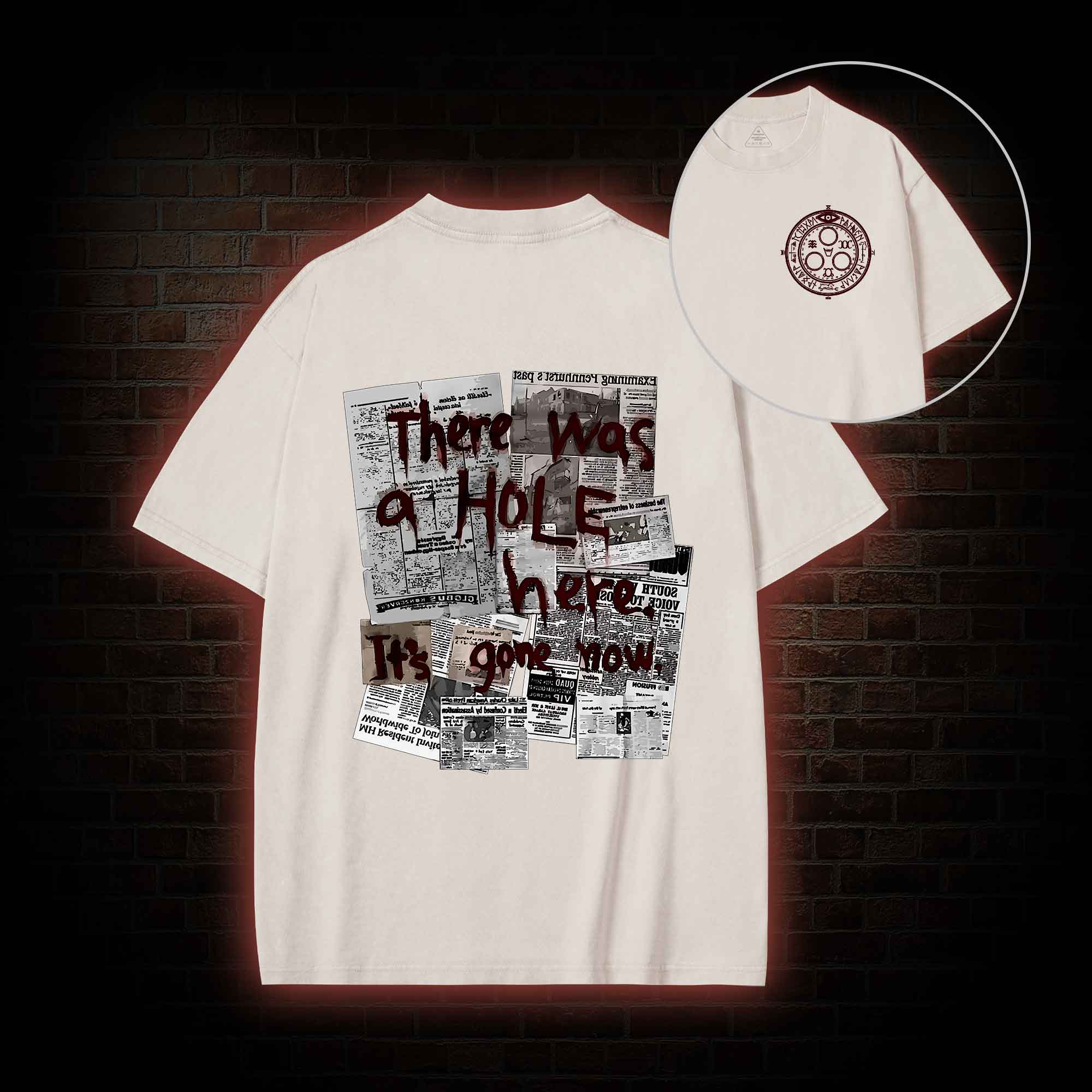 There Was a Hole Back Print Washed T-shirt