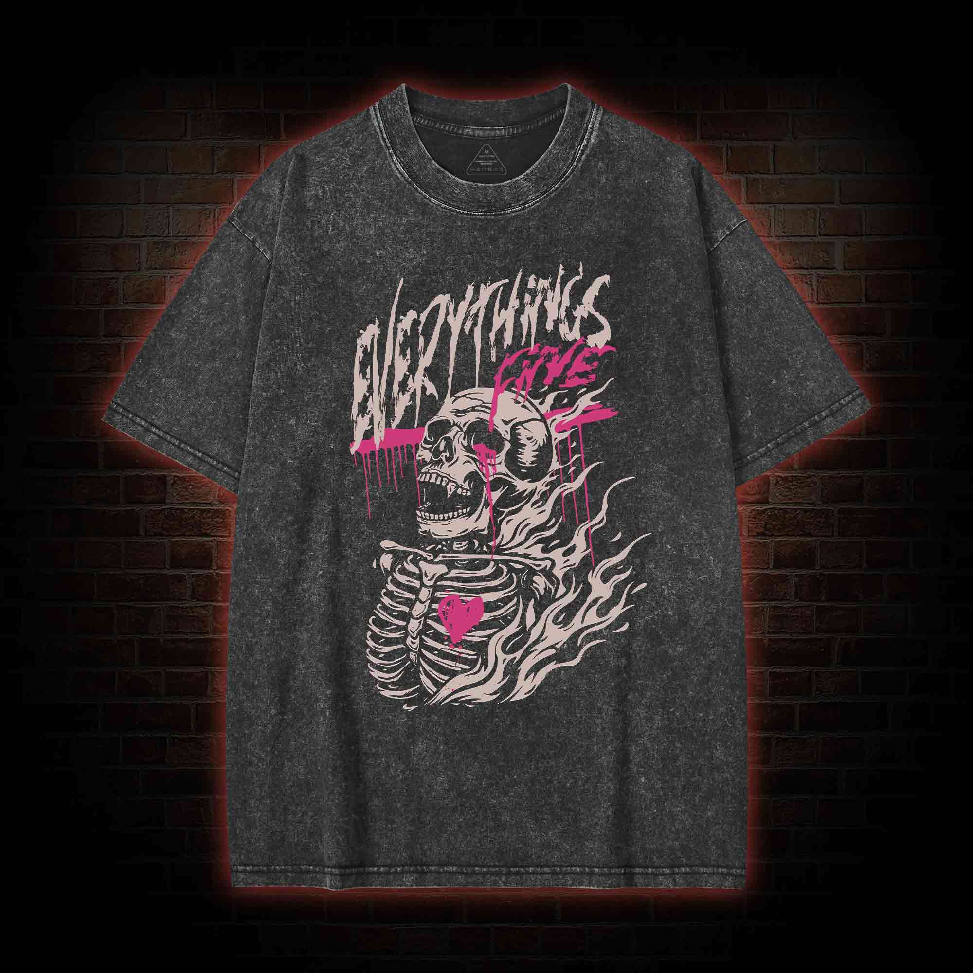Everything's Fine Skeleton Washed T-shirt