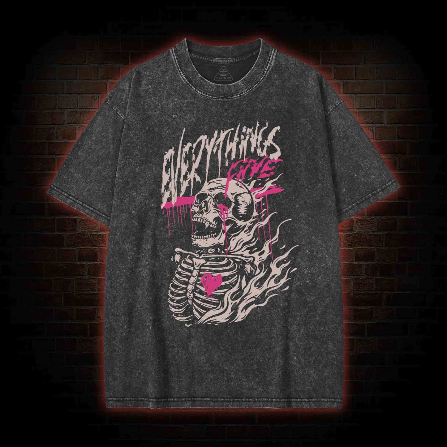 Everything's Fine Skeleton Washed T-shirt