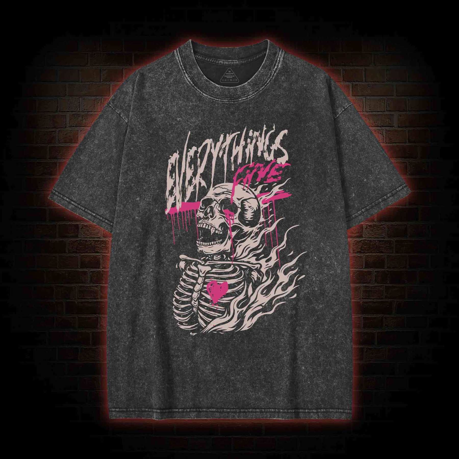 Everything's Fine Skeleton Washed T-shirt