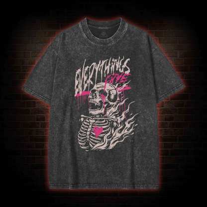 Everything's Fine Skeleton Washed T-shirt