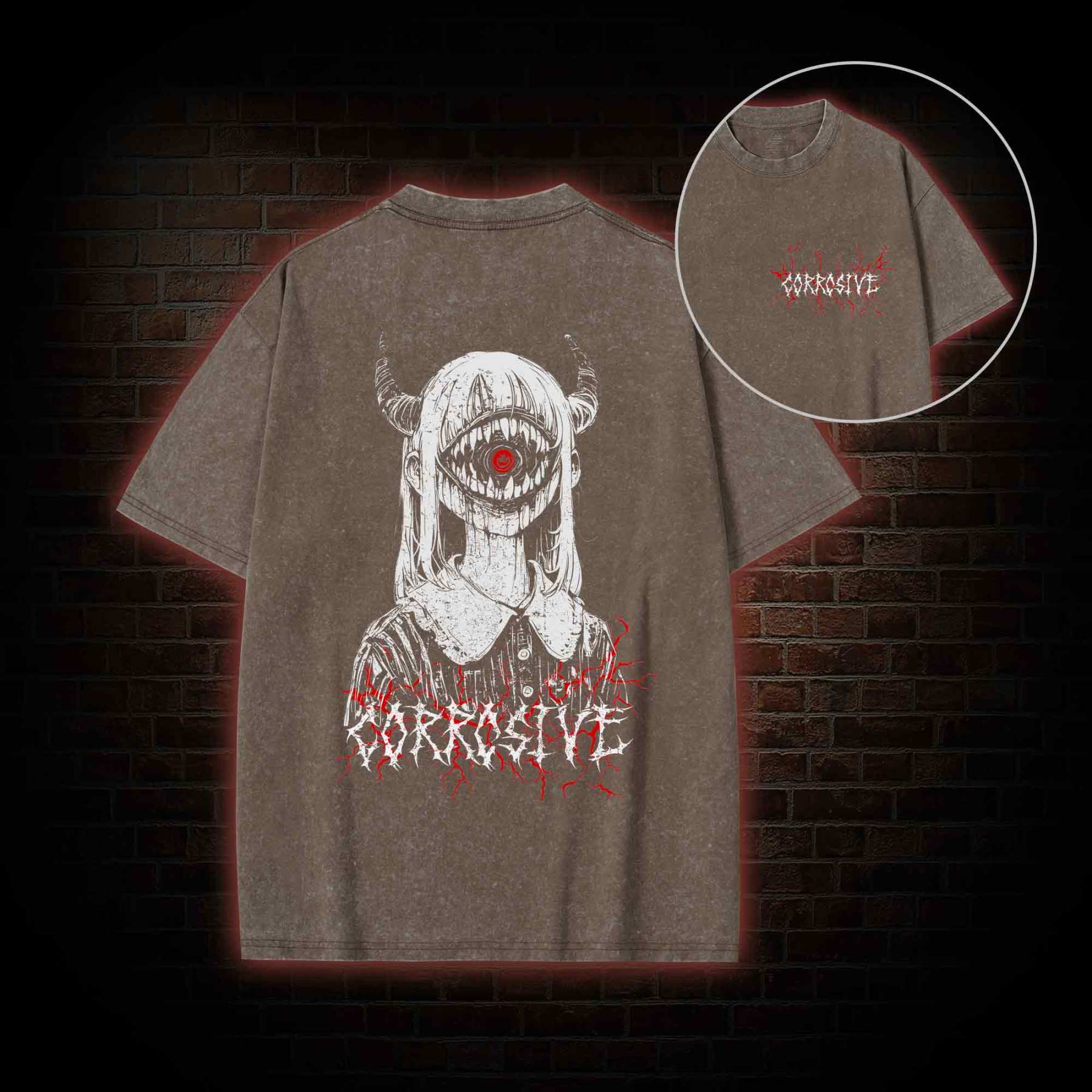 Corrosive Back Back Print Washed T-shirt