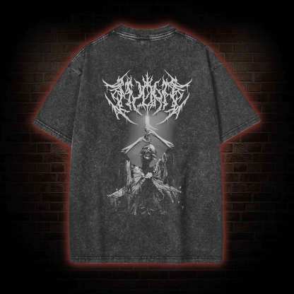 Forgive Me Back Print Washed T-shirt