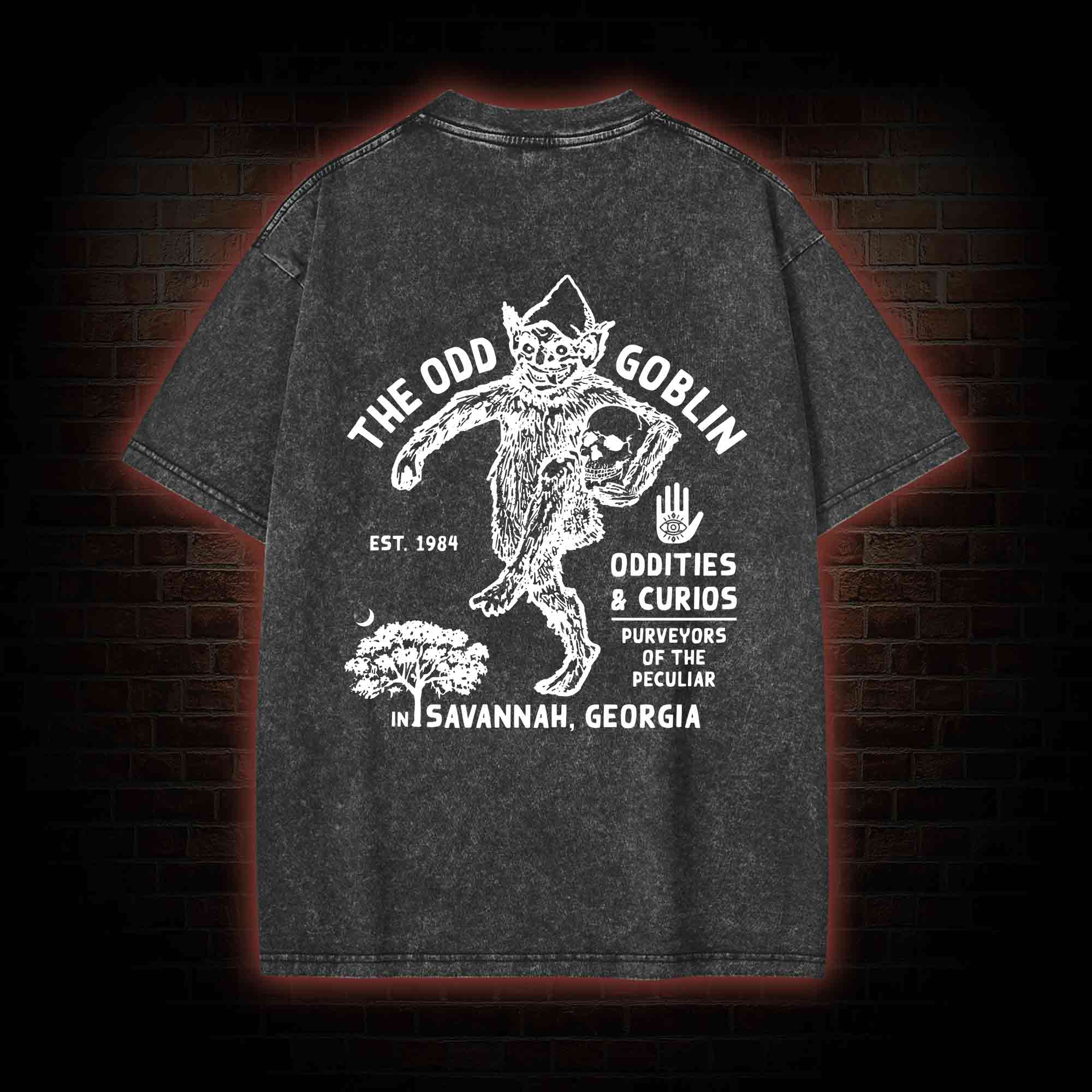 The Odd Goblin Bcak Print Washed T-shirt