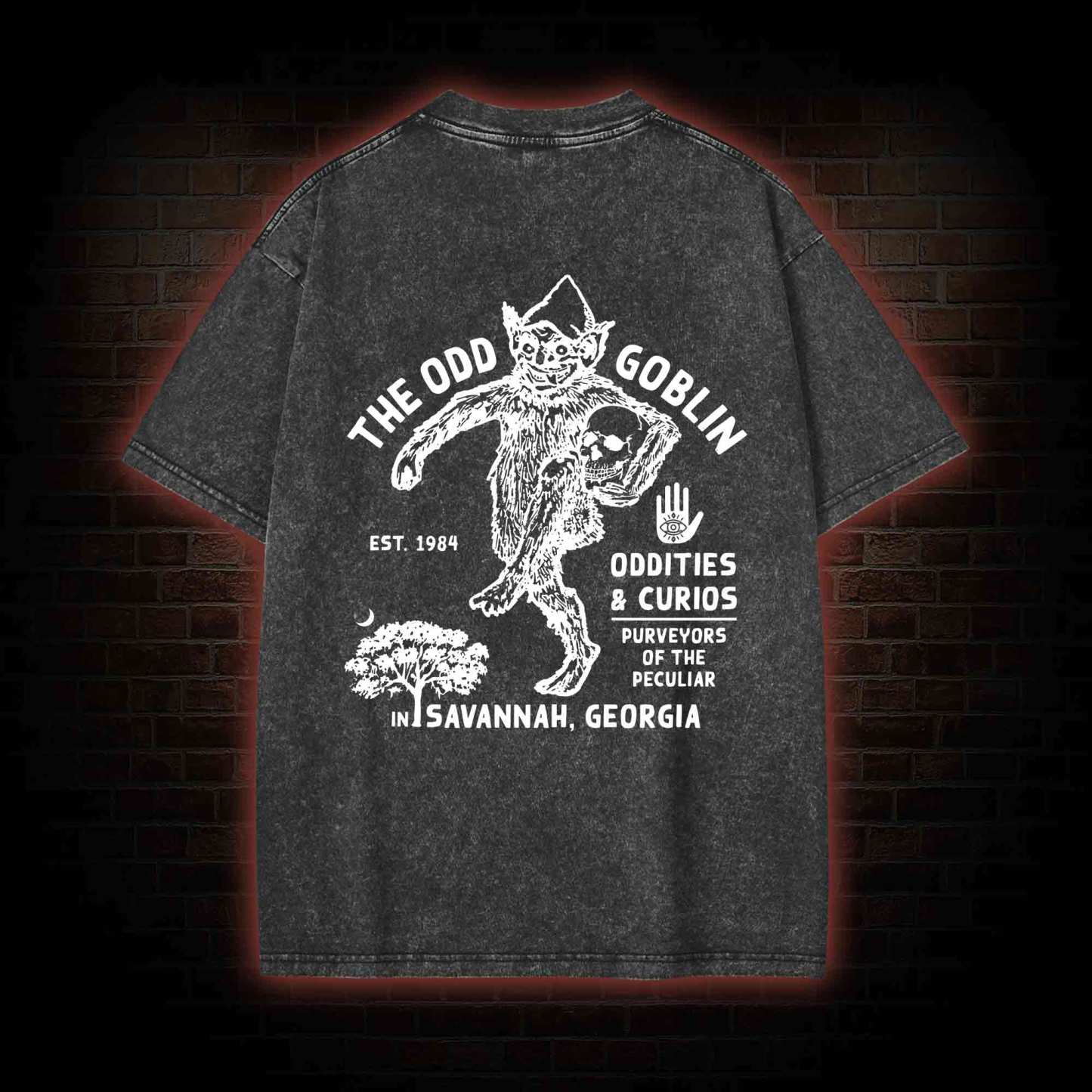 The Odd Goblin Bcak Print Washed T-shirt