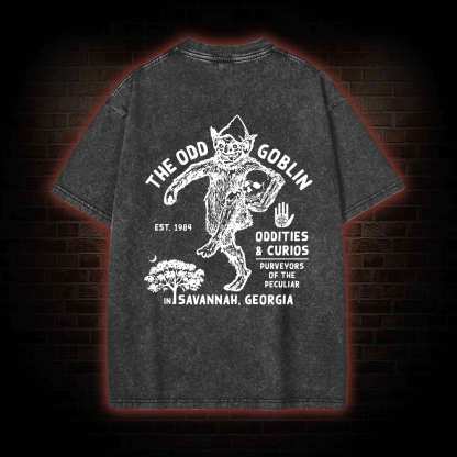 The Odd Goblin Bcak Print Washed T-shirt