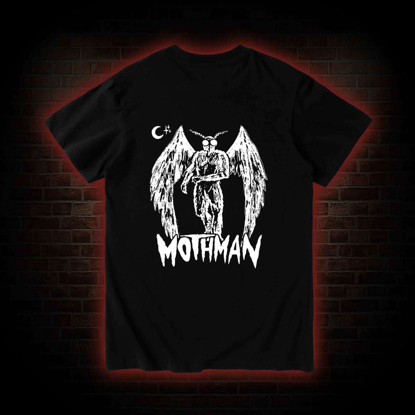 Mothman Bcak Print T-shirt 