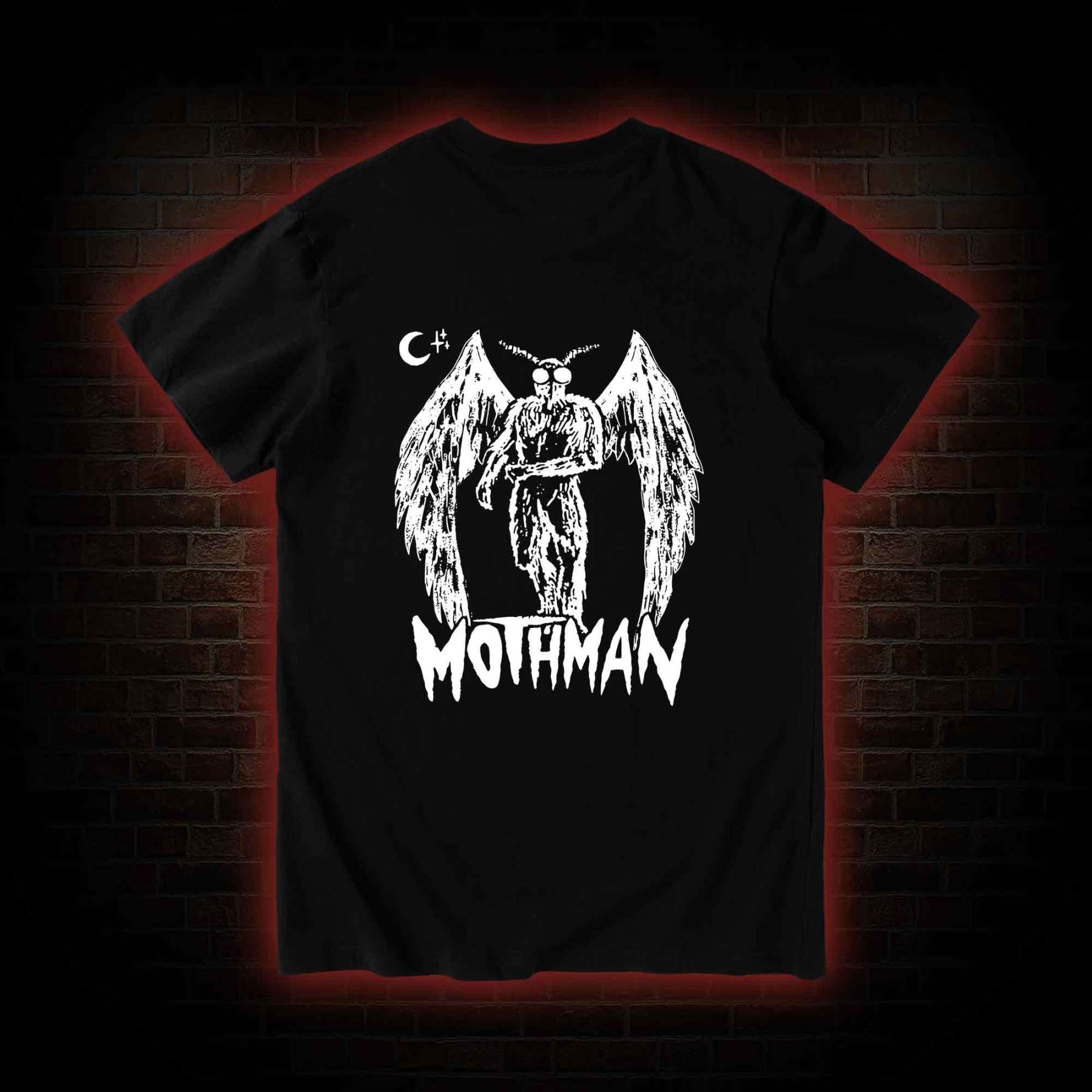 Mothman Bcak Print T-shirt 