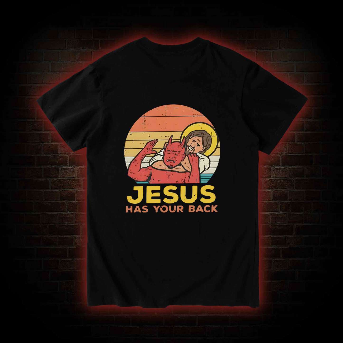 Jesus Has Your Back Back Print T-Shirt