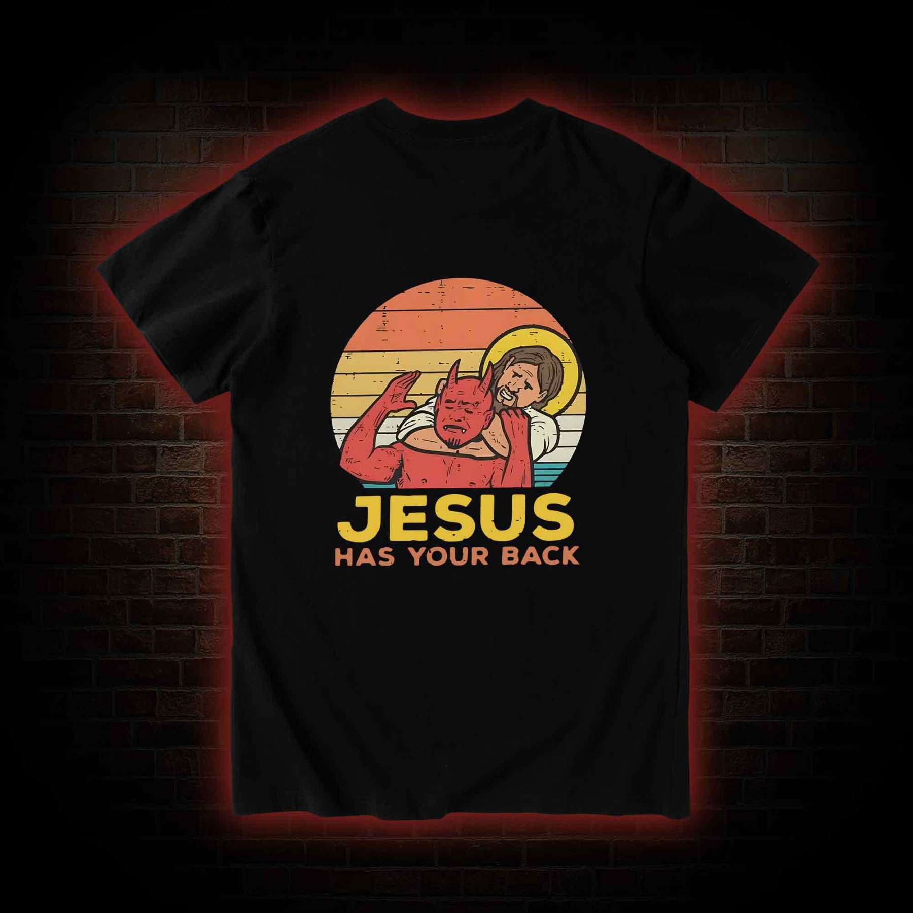 Jesus Has Your Back Back Print T-Shirt