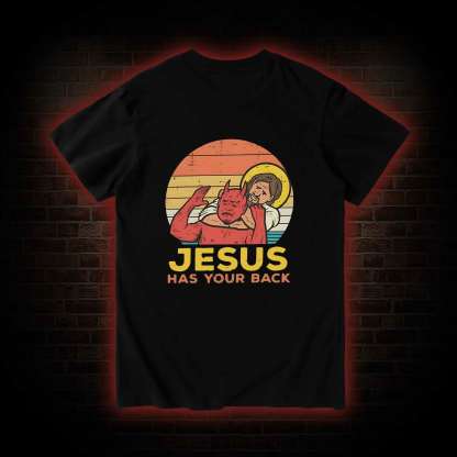 Jesus Has Your Back Back Print T-Shirt