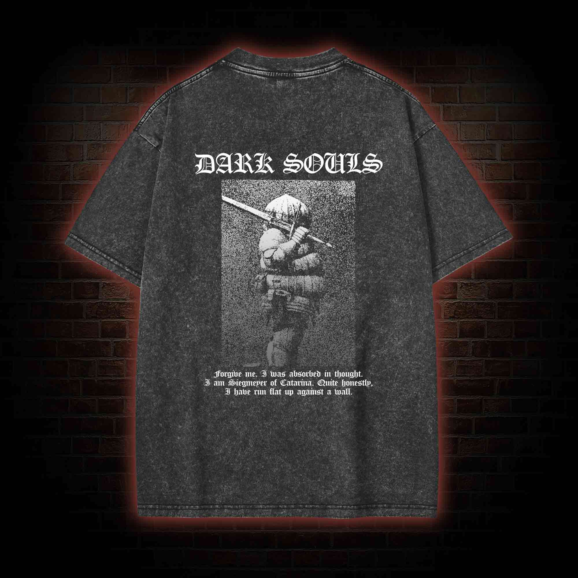 Onion Knight Back Print Washed T-shirt