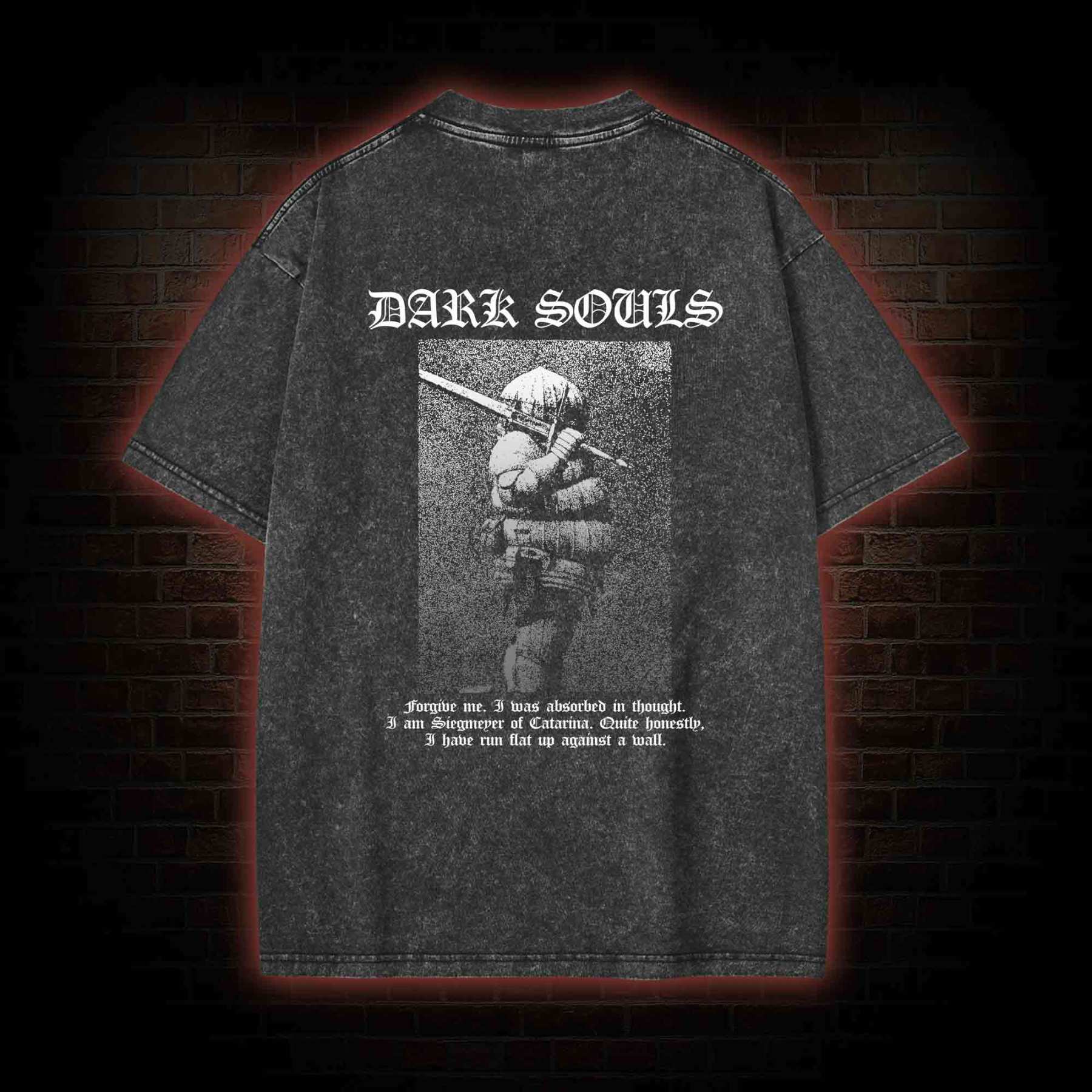 Onion Knight Back Print Washed T-shirt