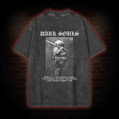 Onion Knight Back Print Washed T-shirt