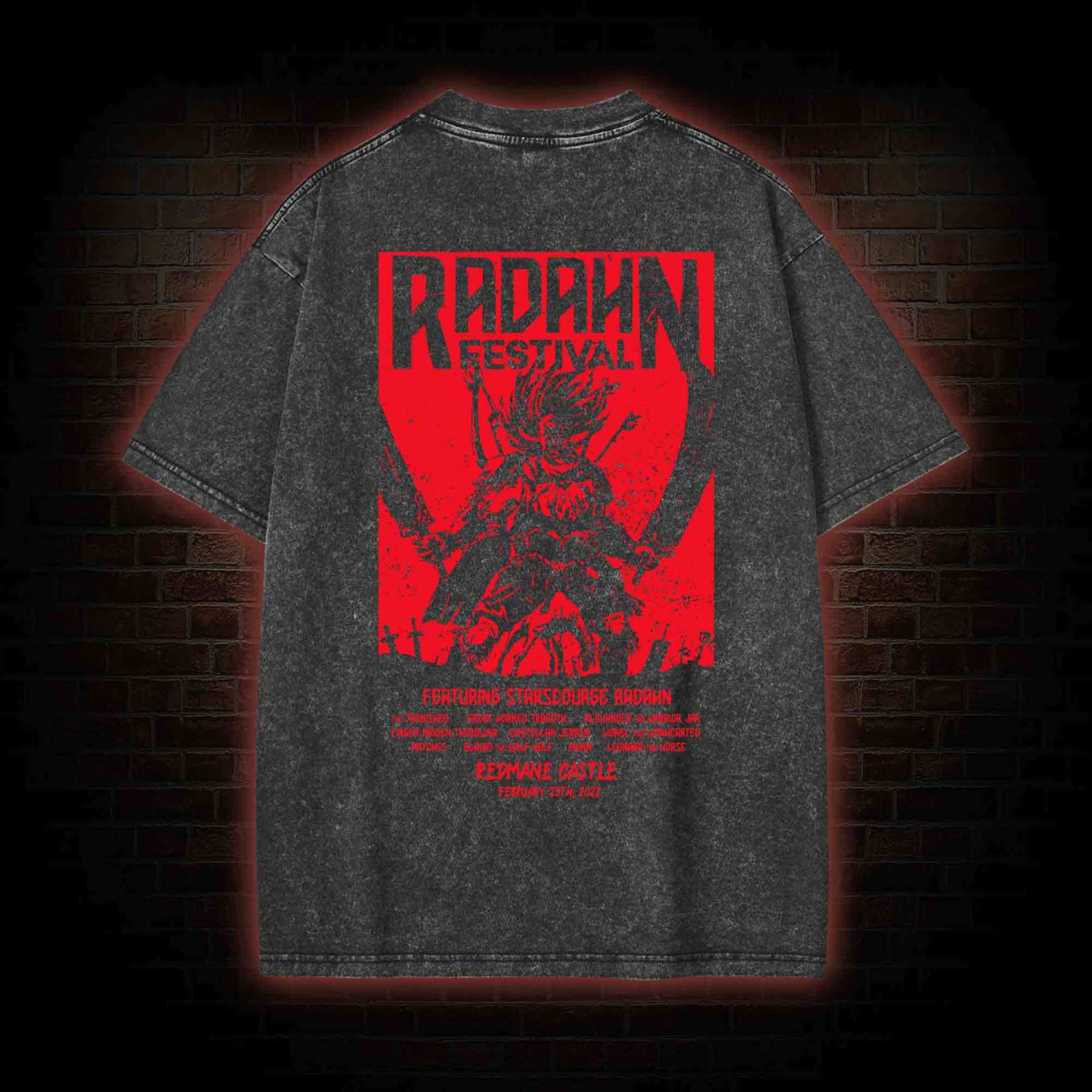 Battle Festival Back Print Washed T-shirt