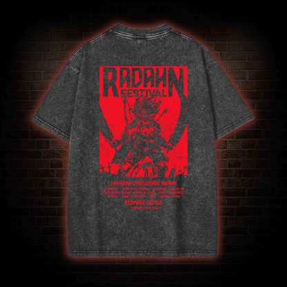 Battle Festival Back Print Washed T-shirt