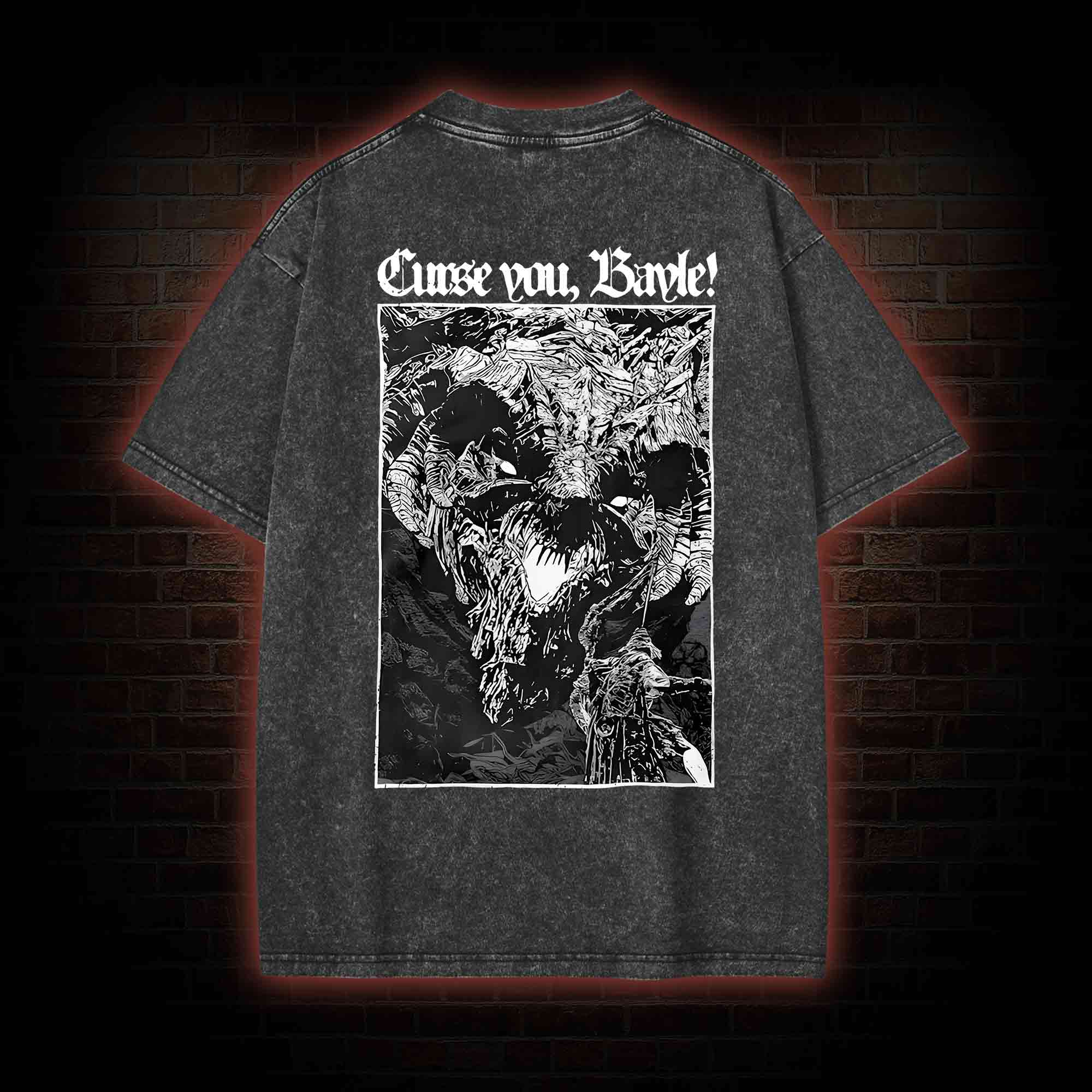 Curse You Bayle! Back Print Washed T-shirt