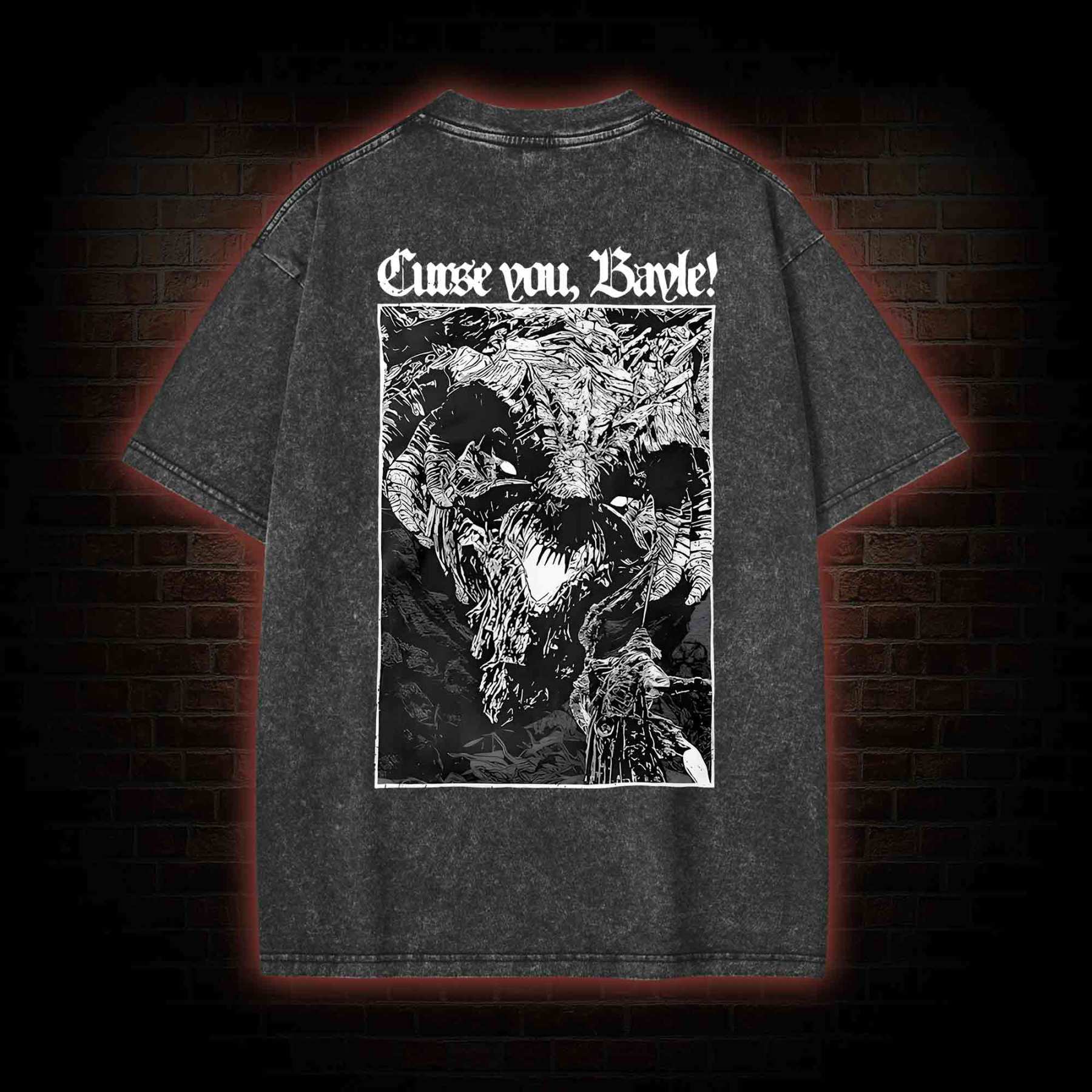 Curse You Bayle! Back Print Washed T-shirt