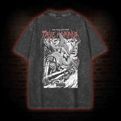 You Will Witness True Horror Back Print Washed T-shirt