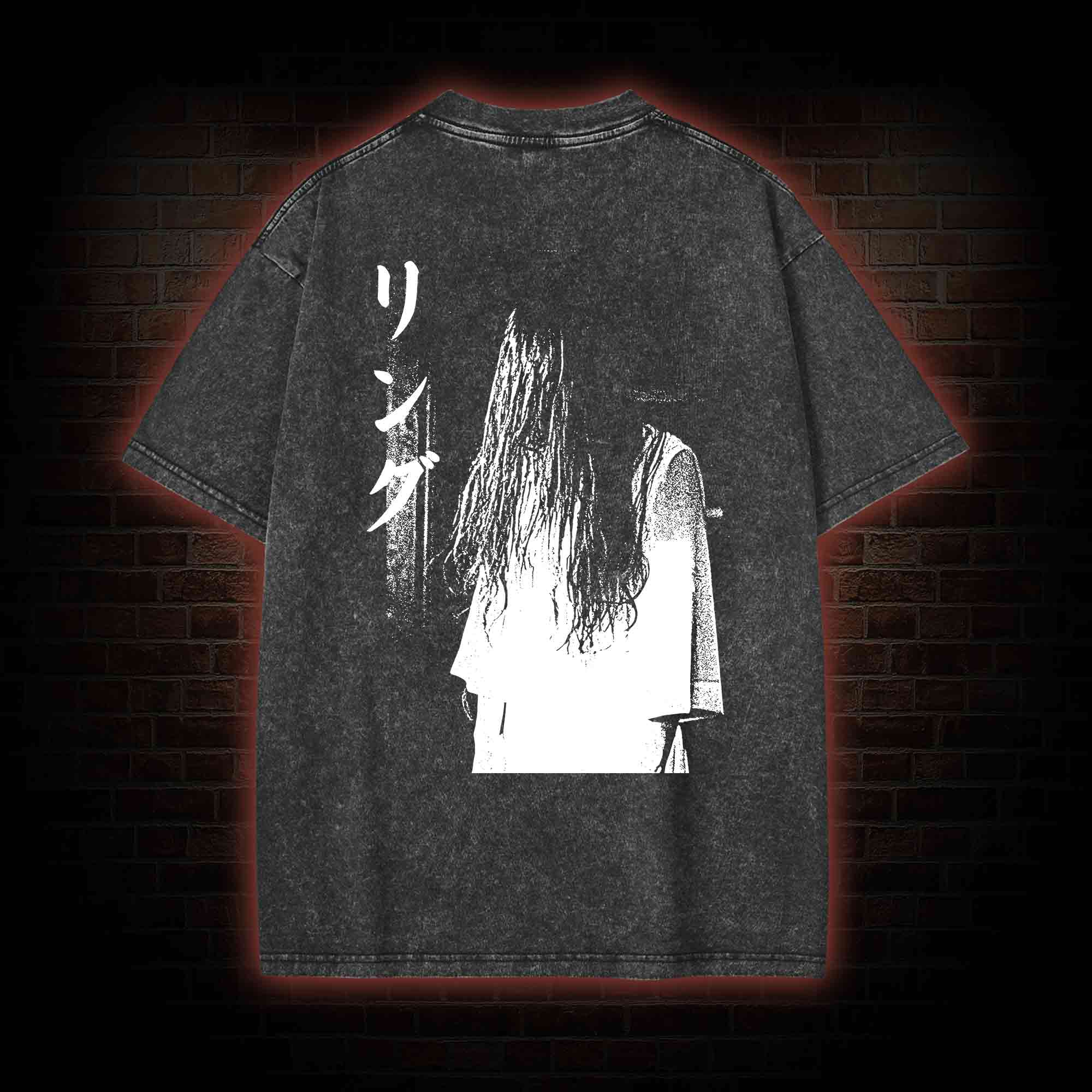 Vintage Ghost Back Print Washed T-shirt