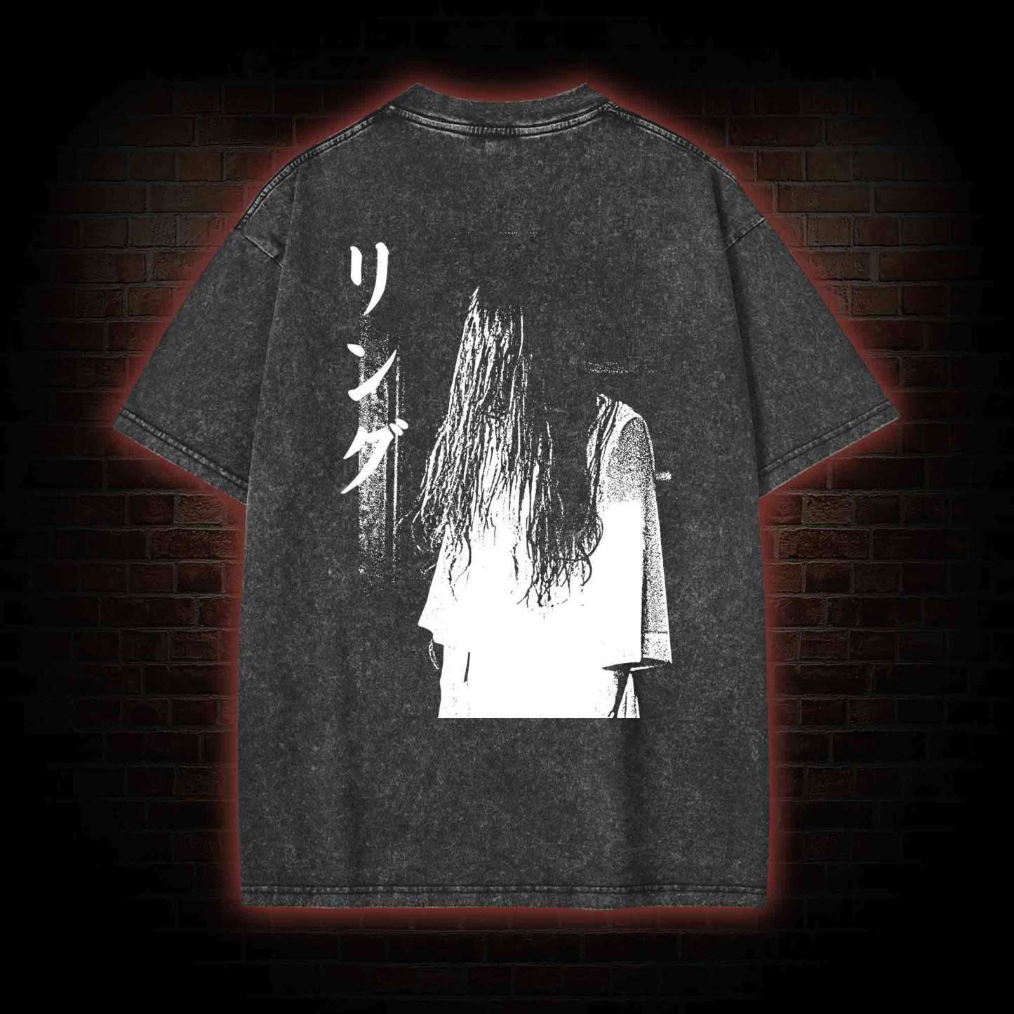 Vintage Ghost Back Print Washed T-shirt