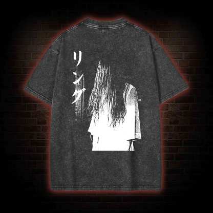 Vintage Ghost Back Print Washed T-shirt