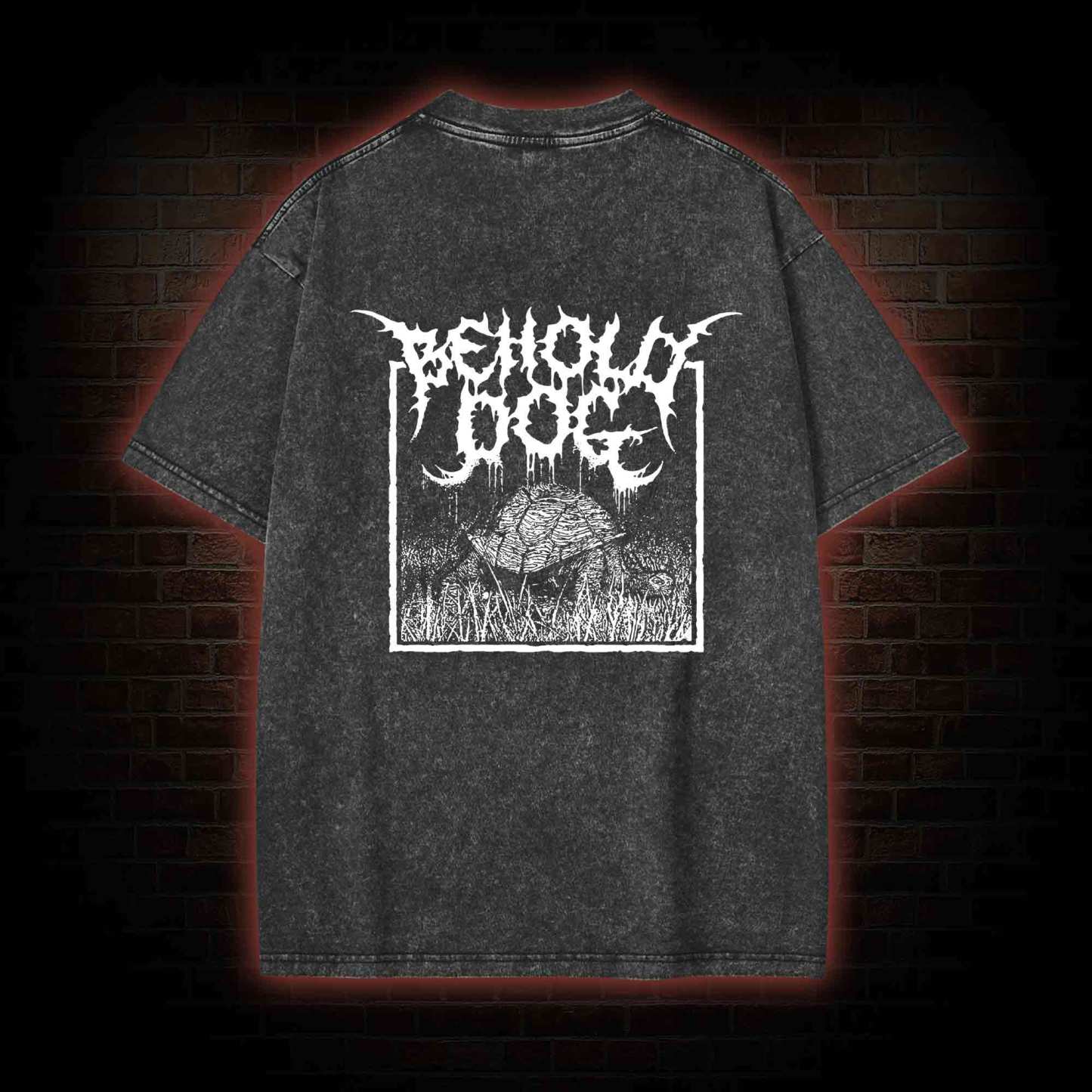 Behold Dog Back Print Washed T-shirt