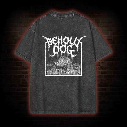 Behold Dog Back Print Washed T-shirt