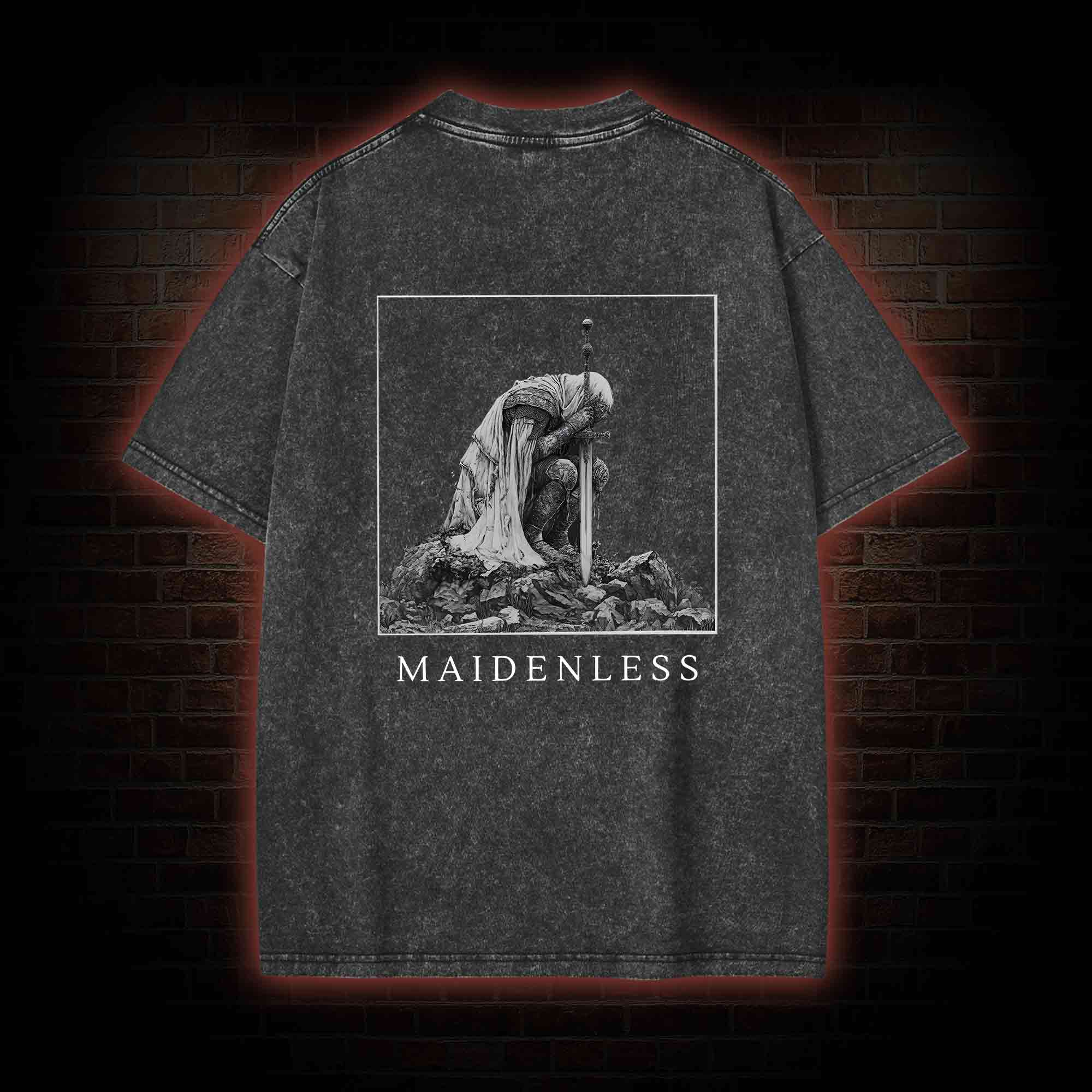 Maidenless Back Print Washed T-shirt