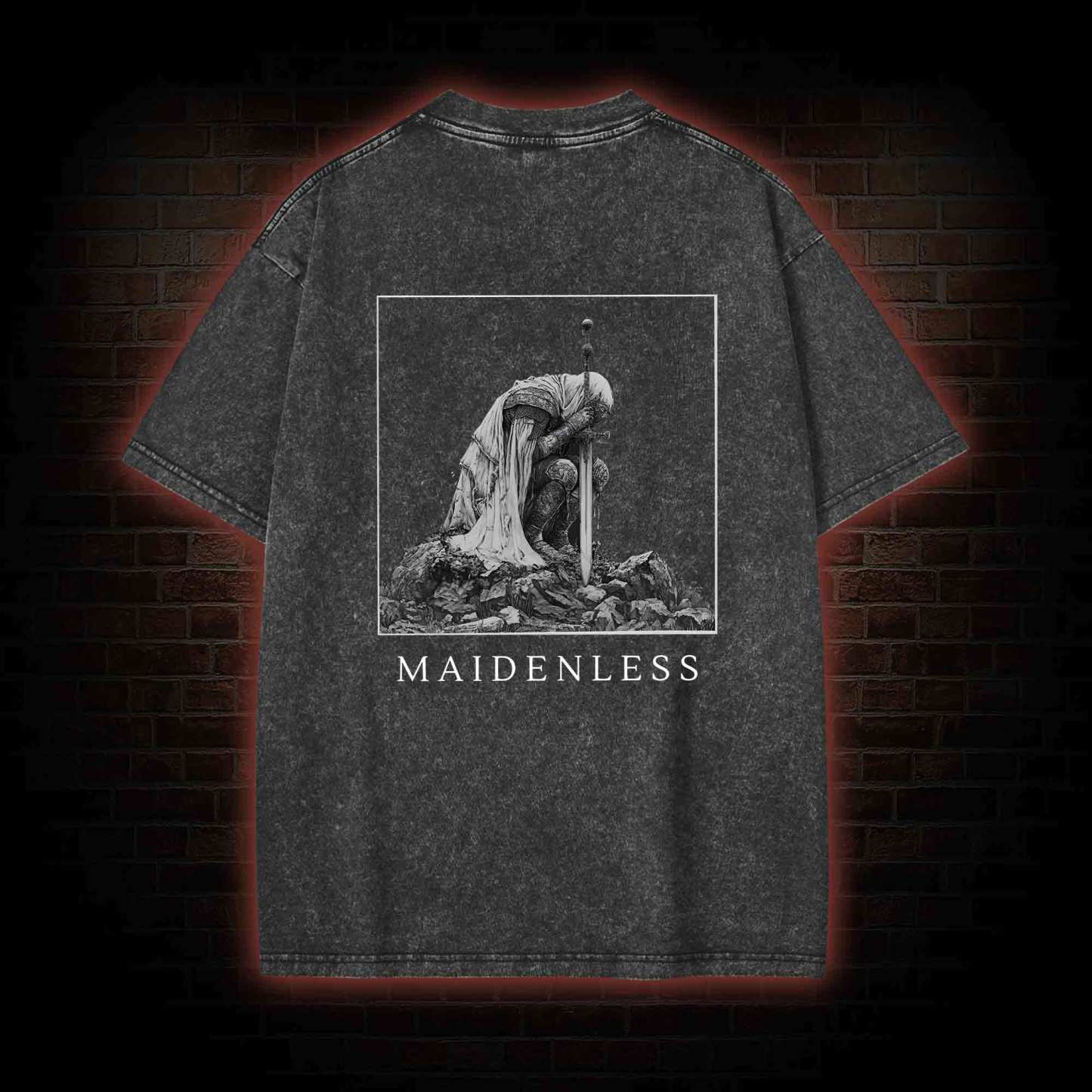 Maidenless Back Print Washed T-shirt
