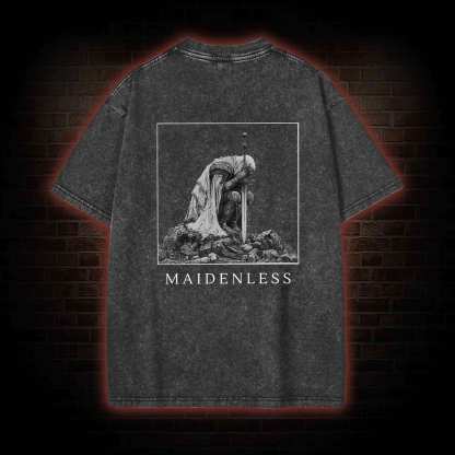 Maidenless Back Print Washed T-shirt