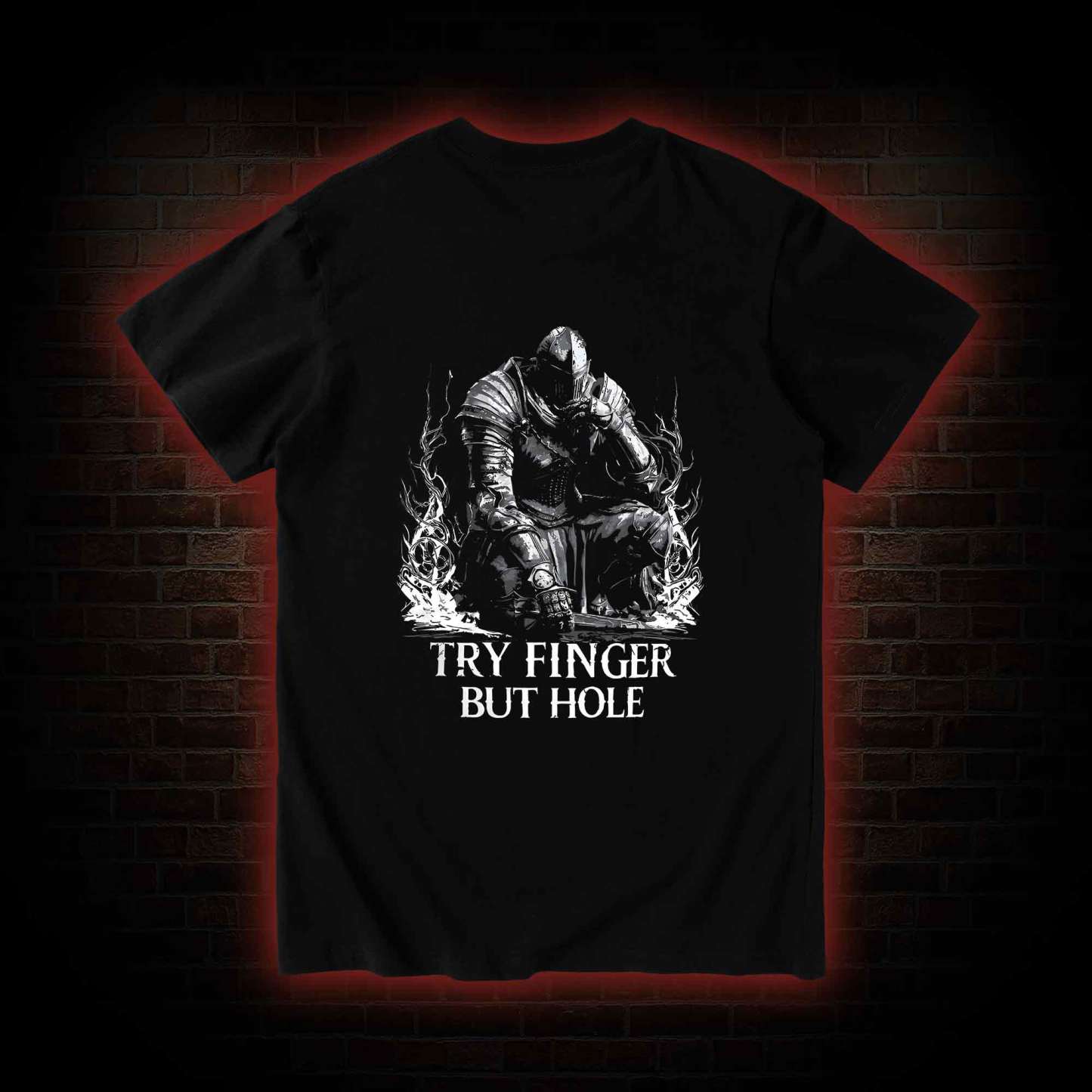 Try Finger but Hole Back Print T-Shirt