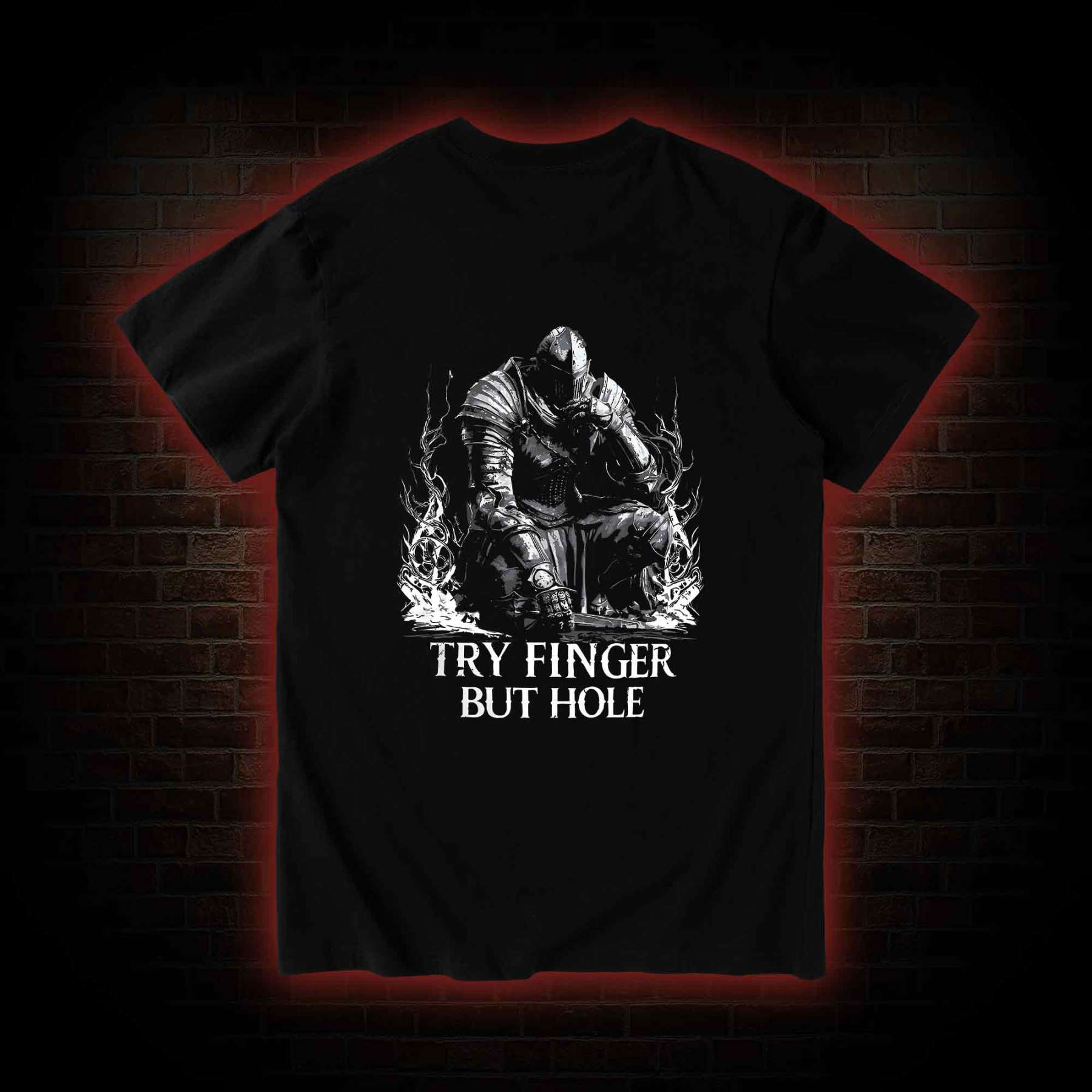 Try Finger but Hole Back Print T-Shirt
