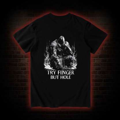 Try Finger but Hole Back Print T-Shirt