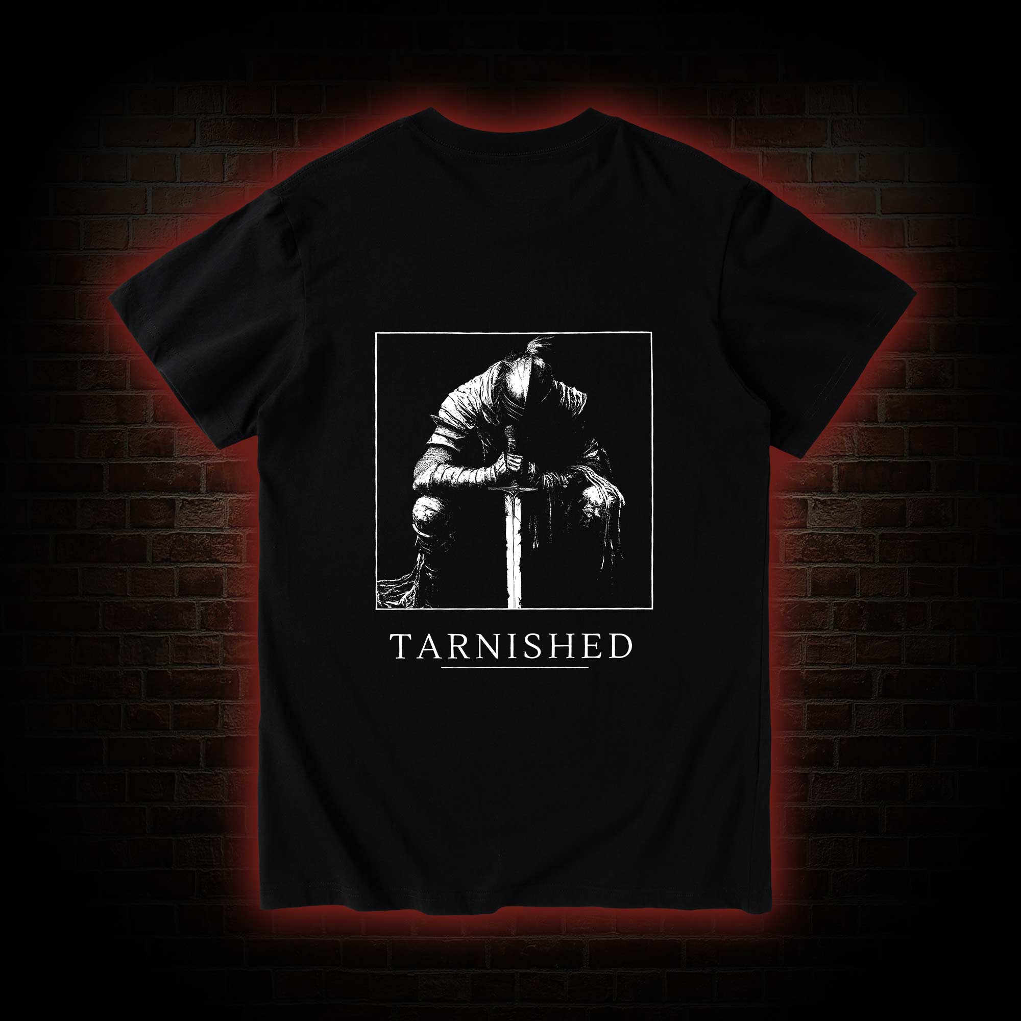 Dark Knight With Sword Back Print T-Shirt