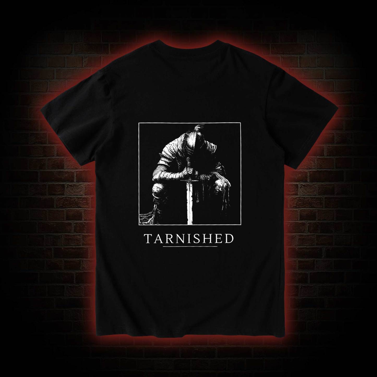 Dark Knight With Sword Back Print T-Shirt