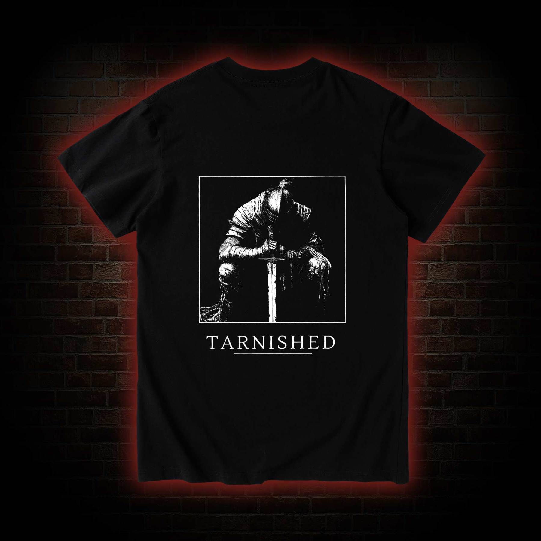 Dark Knight With Sword Back Print T-Shirt