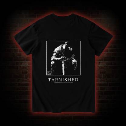 Dark Knight With Sword Back Print T-Shirt