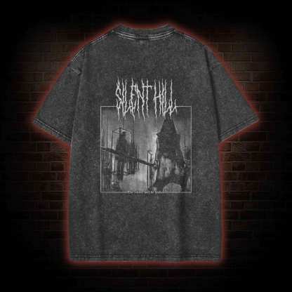 Pyramid Head Back Print Washed T-shirt